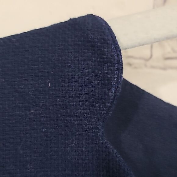 J.Crew Scalloped Basketweave Navy Blue Sleeveless Tank Dress Fit & Flare Size 8 - Picture 5 of 12